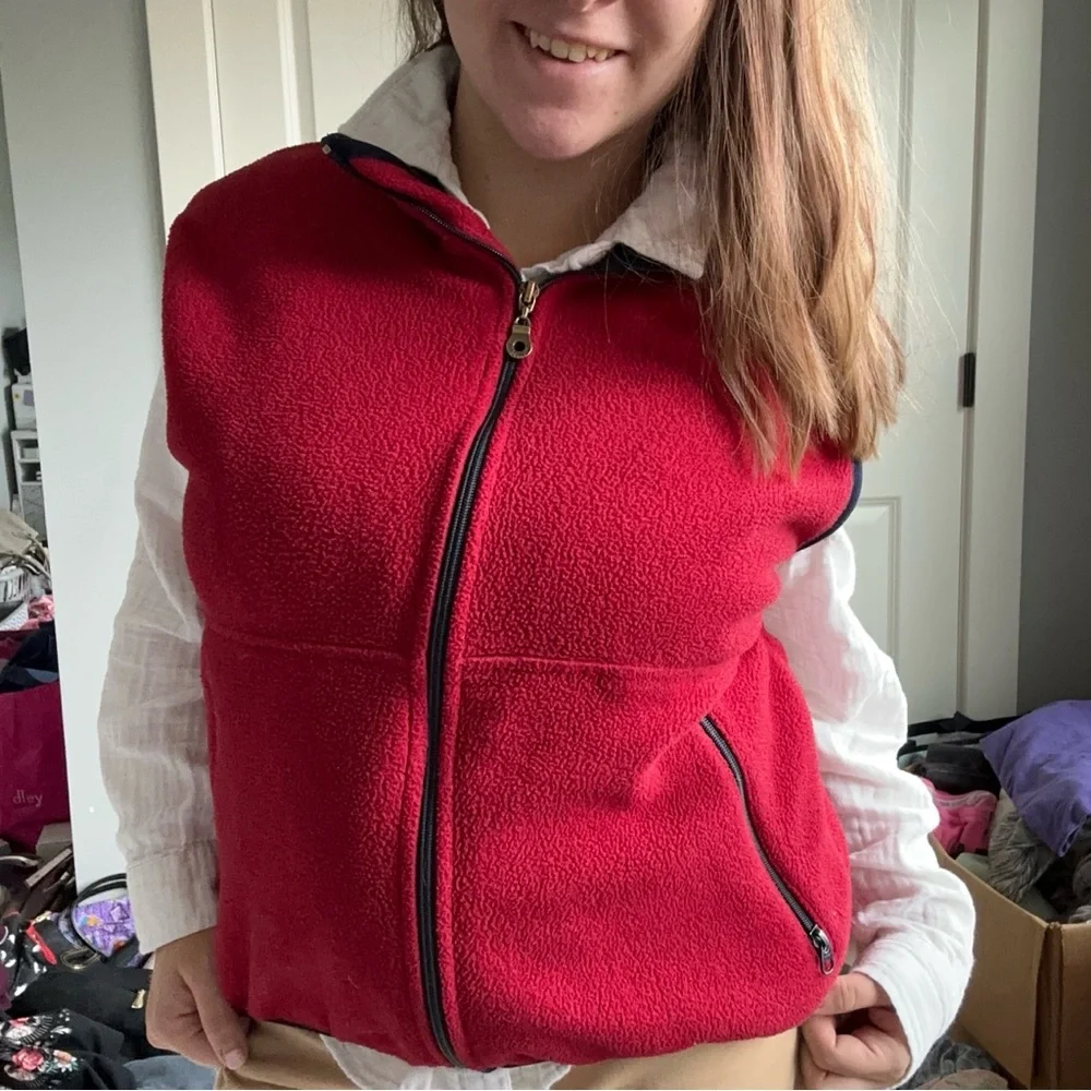 Timberland | Red and Navy Fleece Bodywarmer Vest | Size Medium